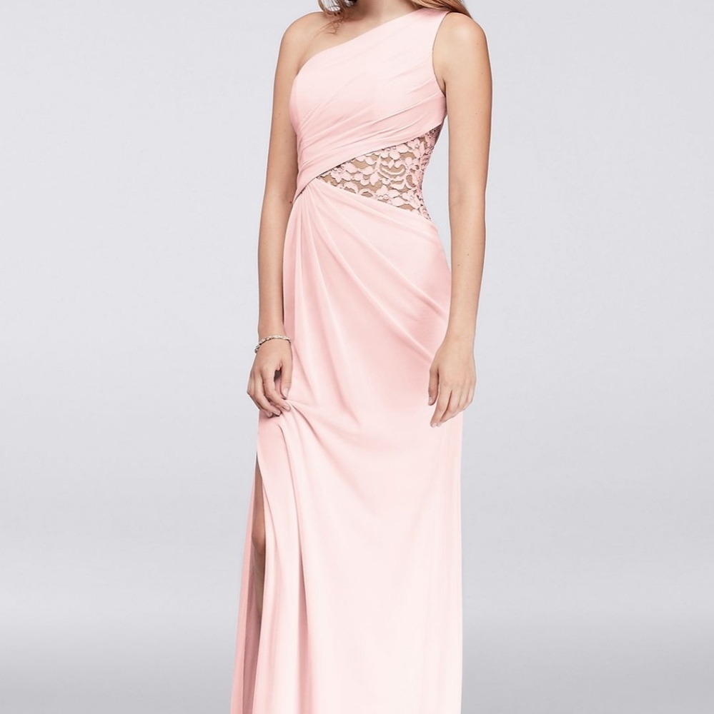 Light Pink One Shoulder Long Dress